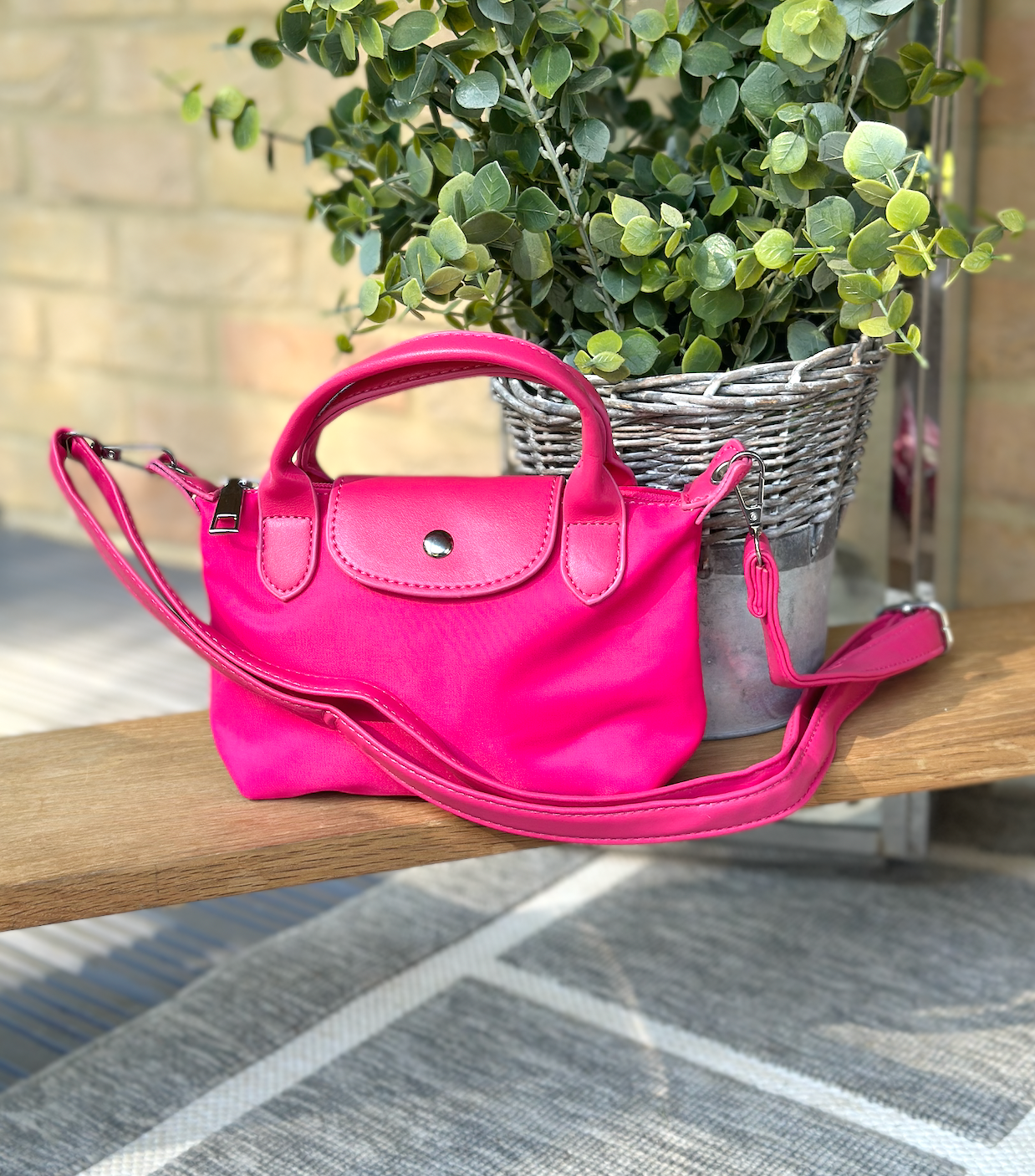 Nylon Pink Mini Phone Crossbody