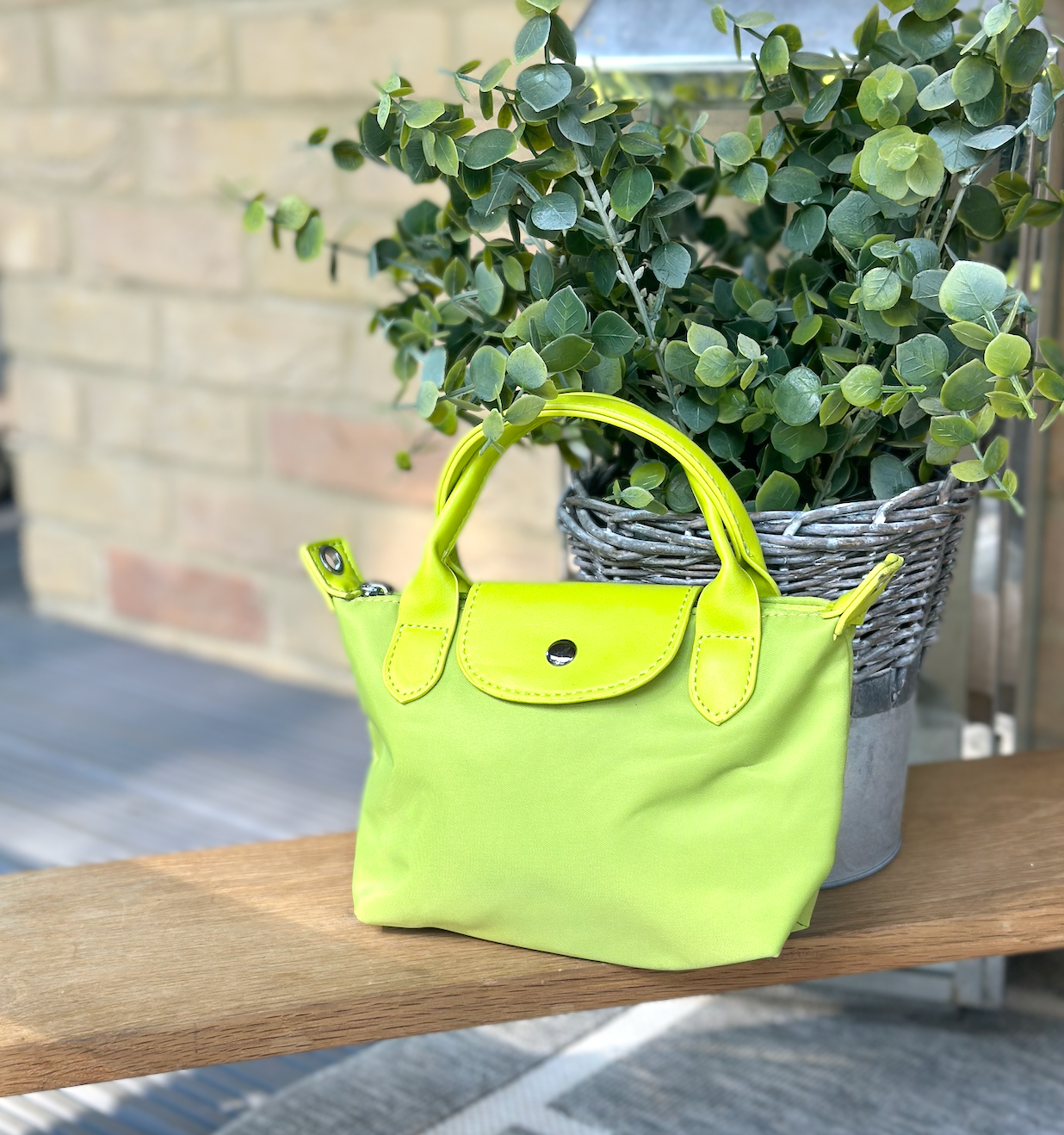 Nylon Lime Mini Phone Crossbody