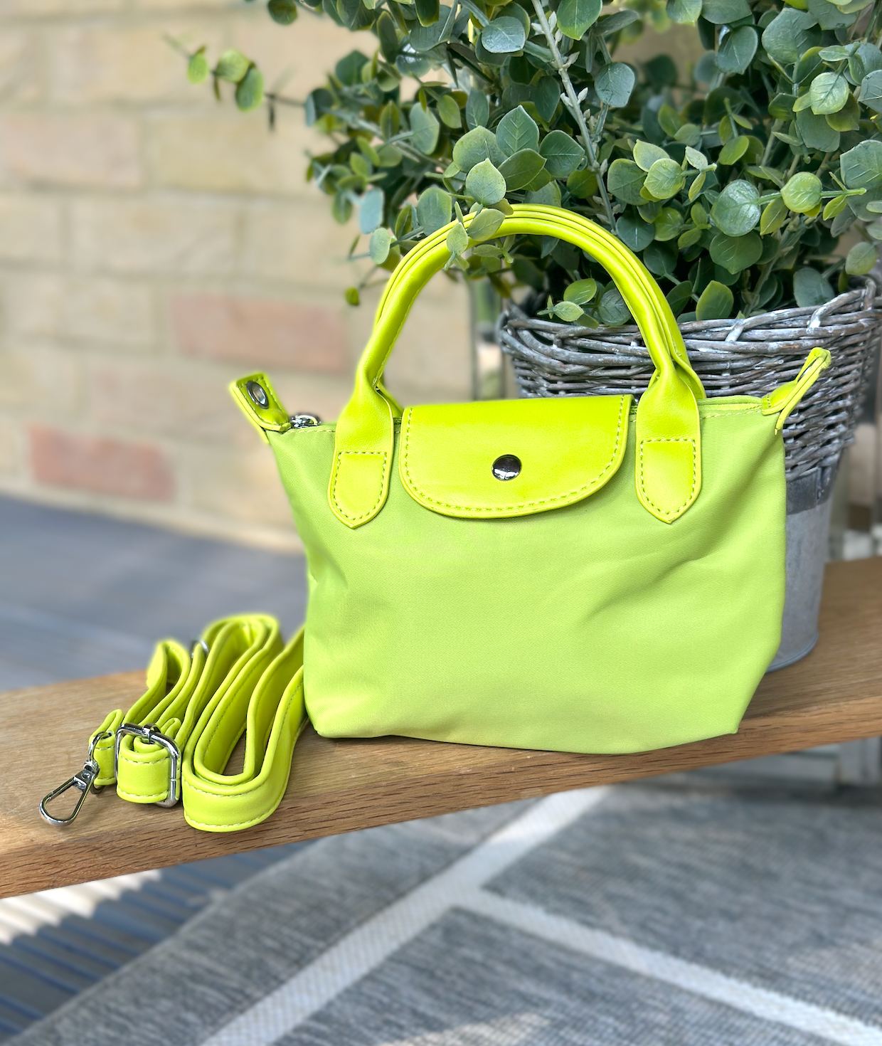 Nylon Lime Mini Phone Crossbody