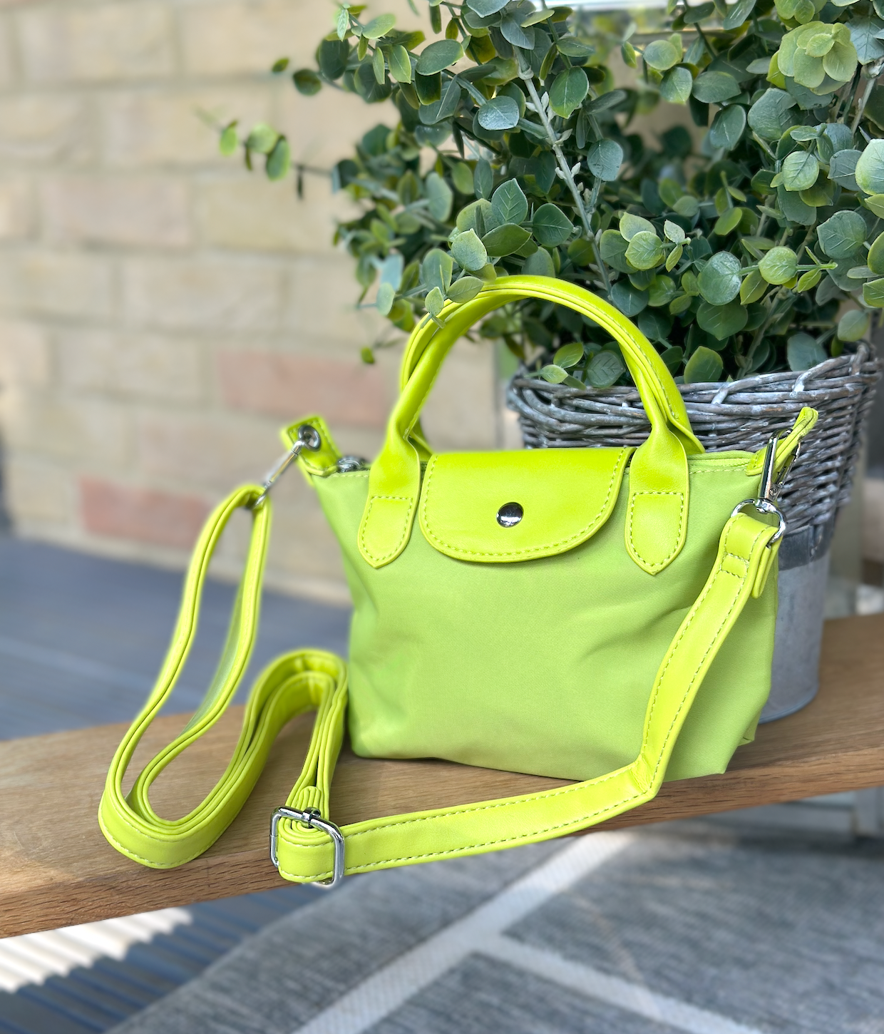 Nylon Lime Mini Phone Crossbody