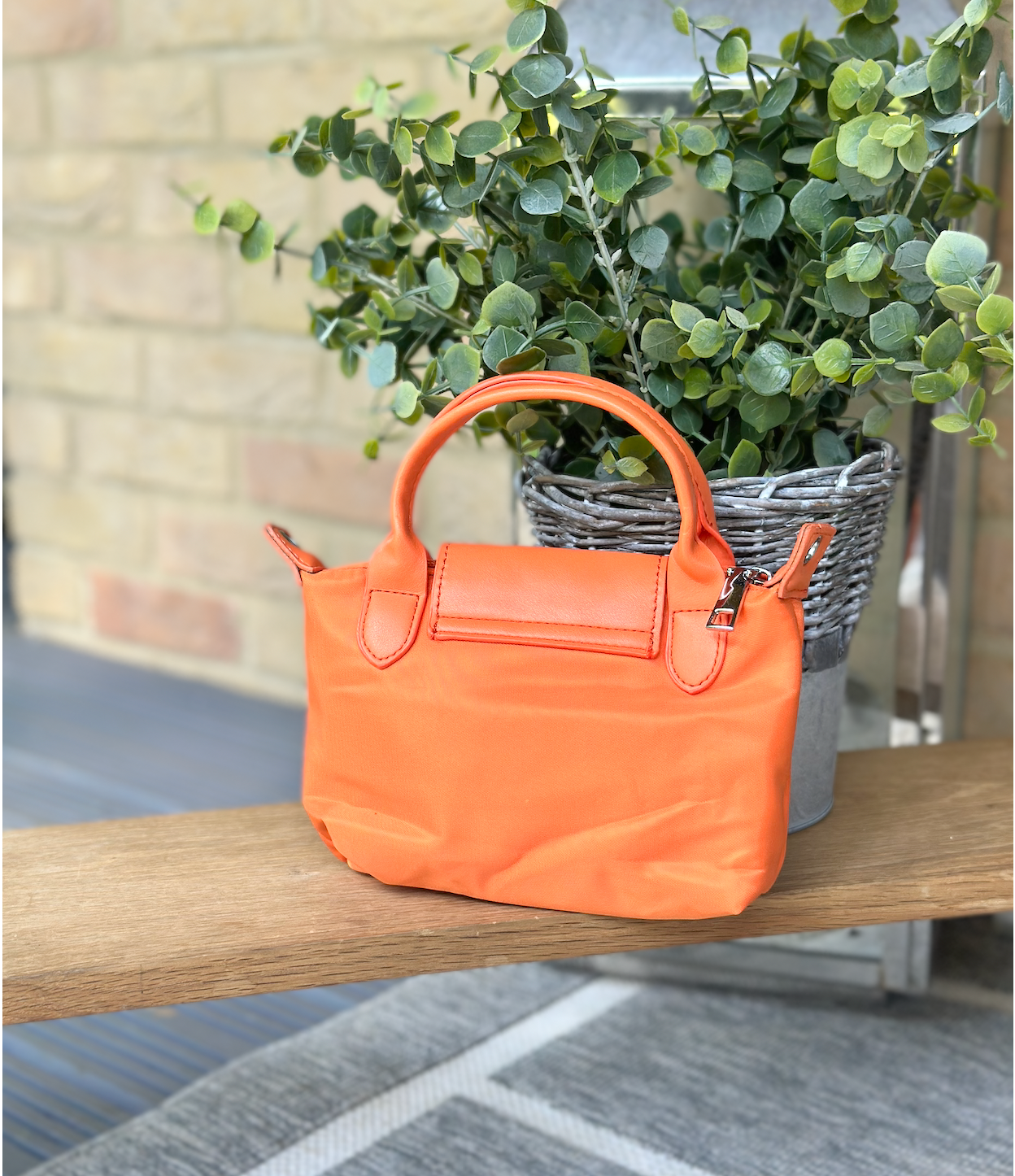 Nylon Orange Mini Phone Crossbody