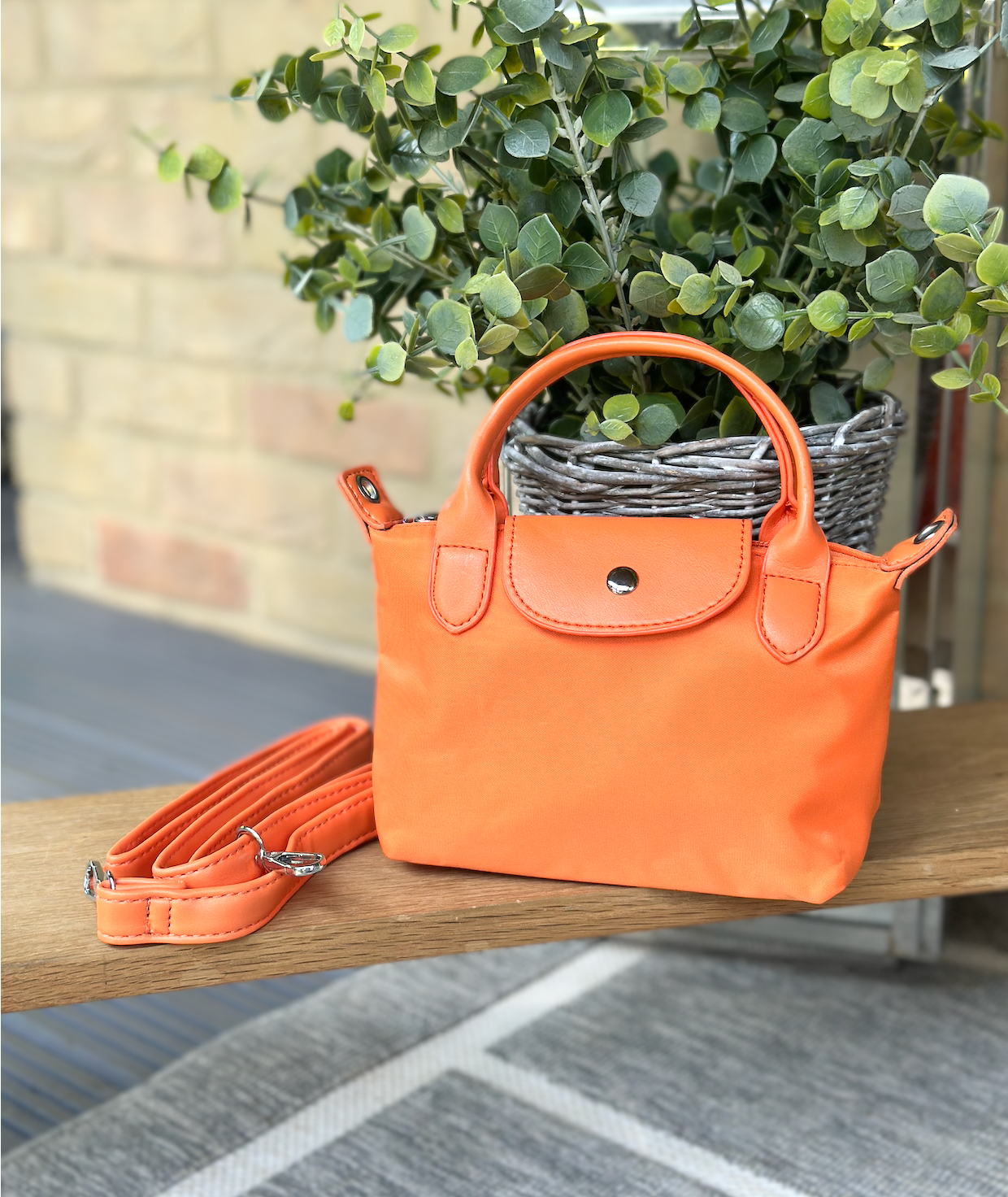 Nylon Orange Mini Phone Crossbody