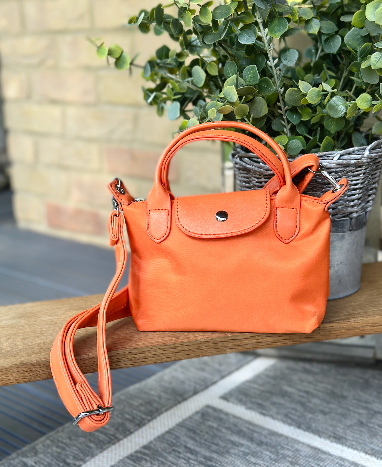 Nylon Orange Mini Phone Crossbody