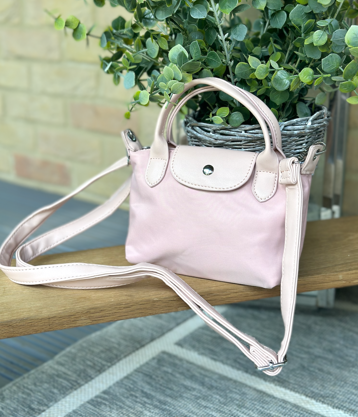 Nylon Pink Mini Phone Crossbody