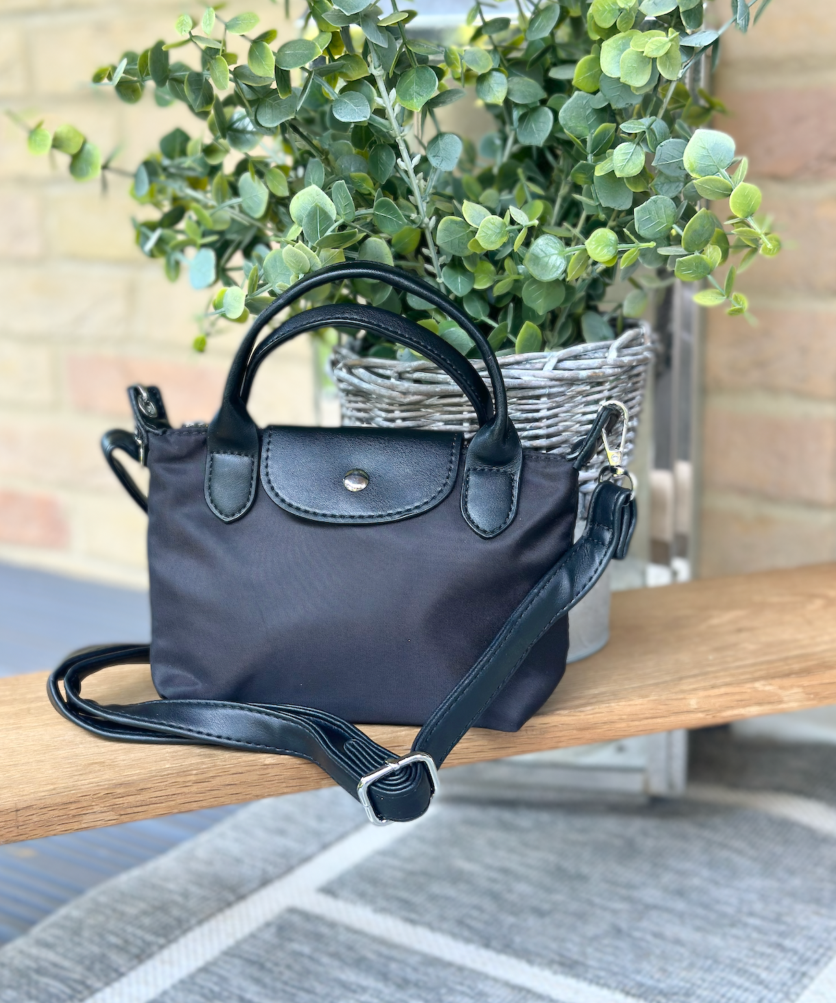 Nylon Black Mini Phone Crossbody