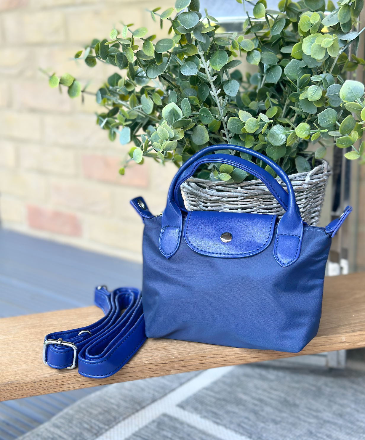 Nylon Blue Mini Phone Crossbody