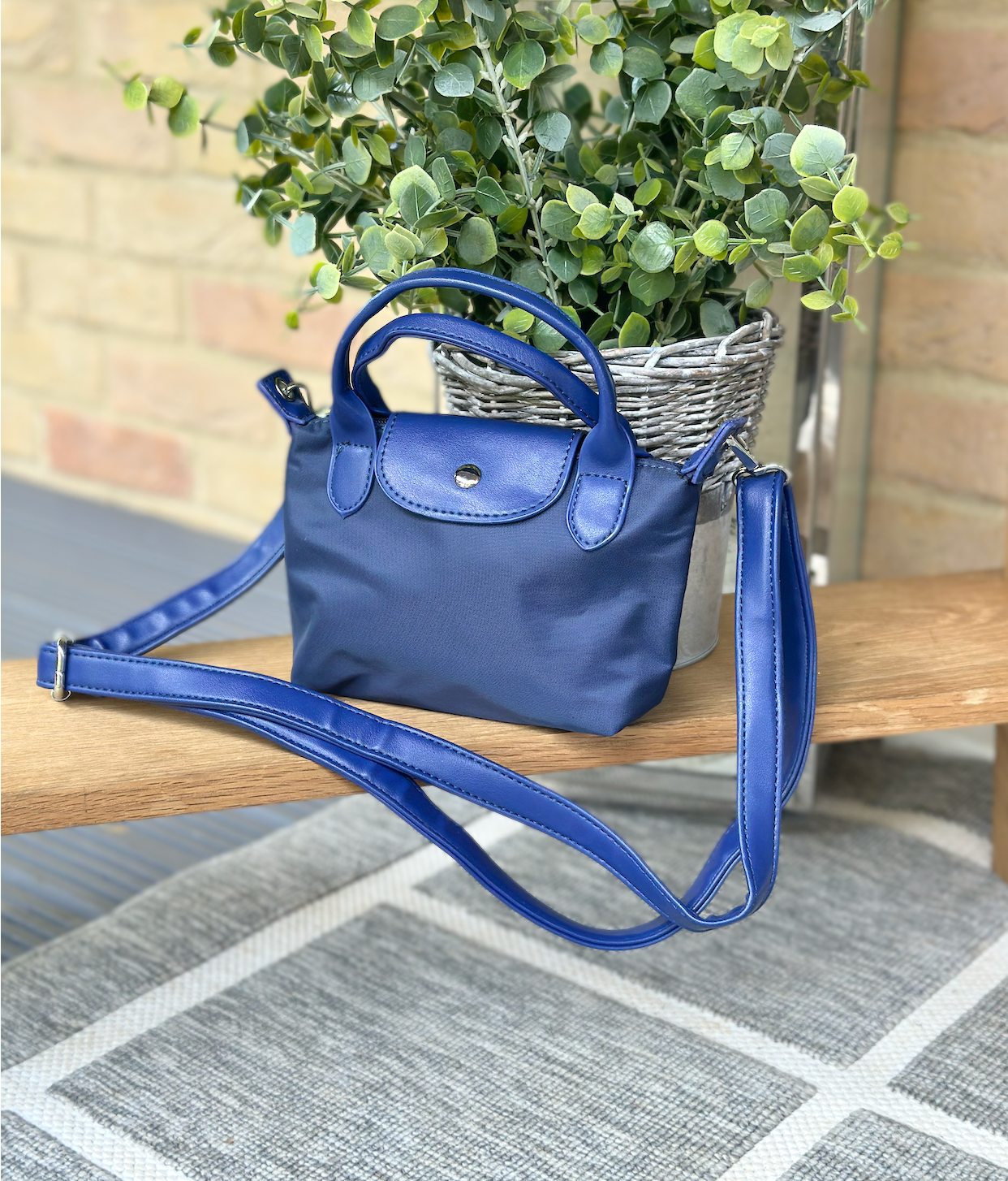 Nylon Blue Mini Phone Crossbody