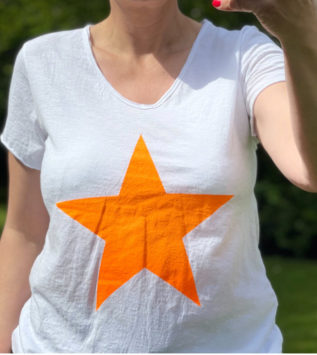 Made in Italy White with Bright Orange Star T-Shirt
