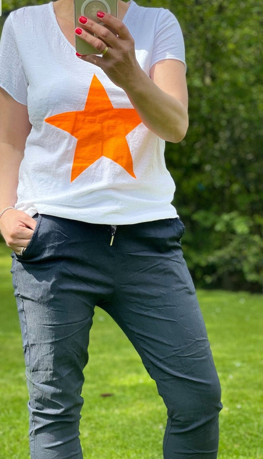 Made in Italy White with Bright Orange Star T-Shirt