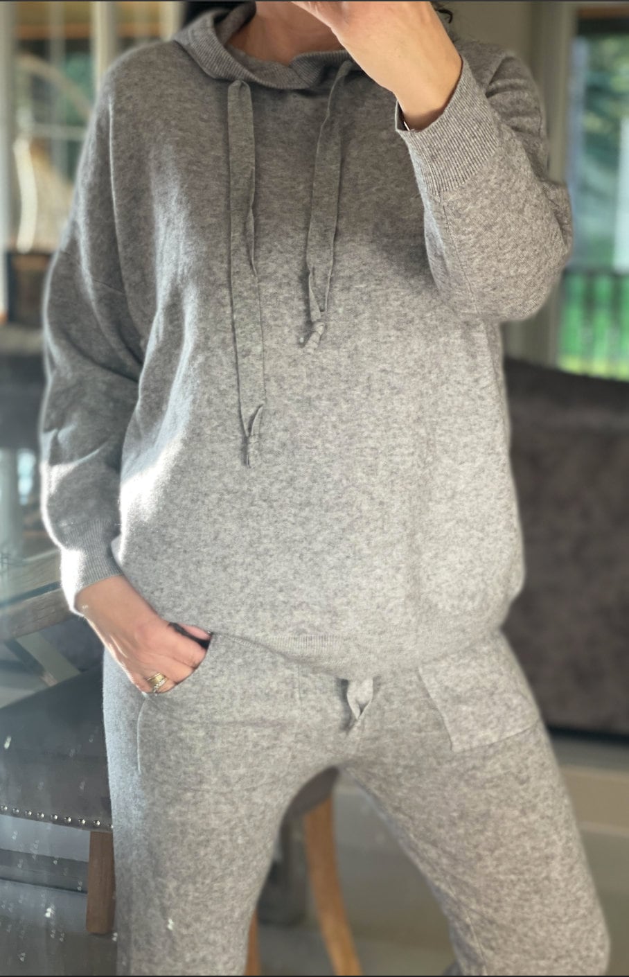 Made in Italy Ultimate Grey Rock and Roll Pearl Hoodie Loungewear