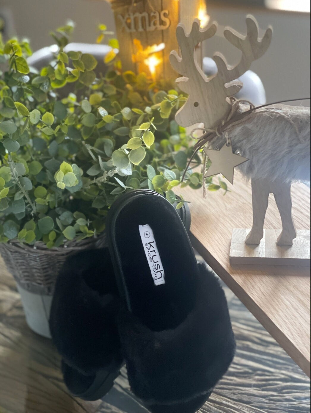 Made in Italy Faux Fur Black Slippers