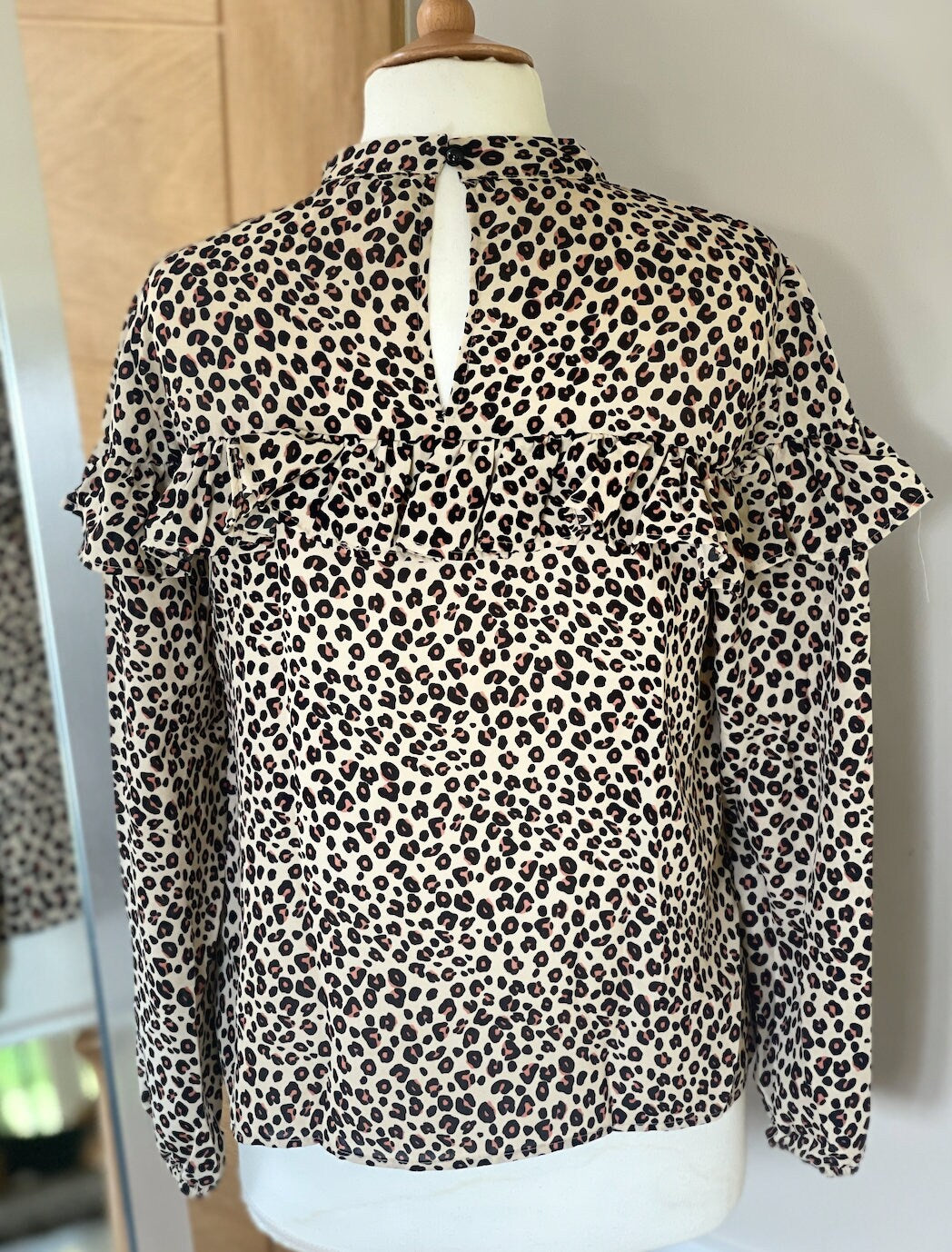 Leopard Print Frilly Blouse