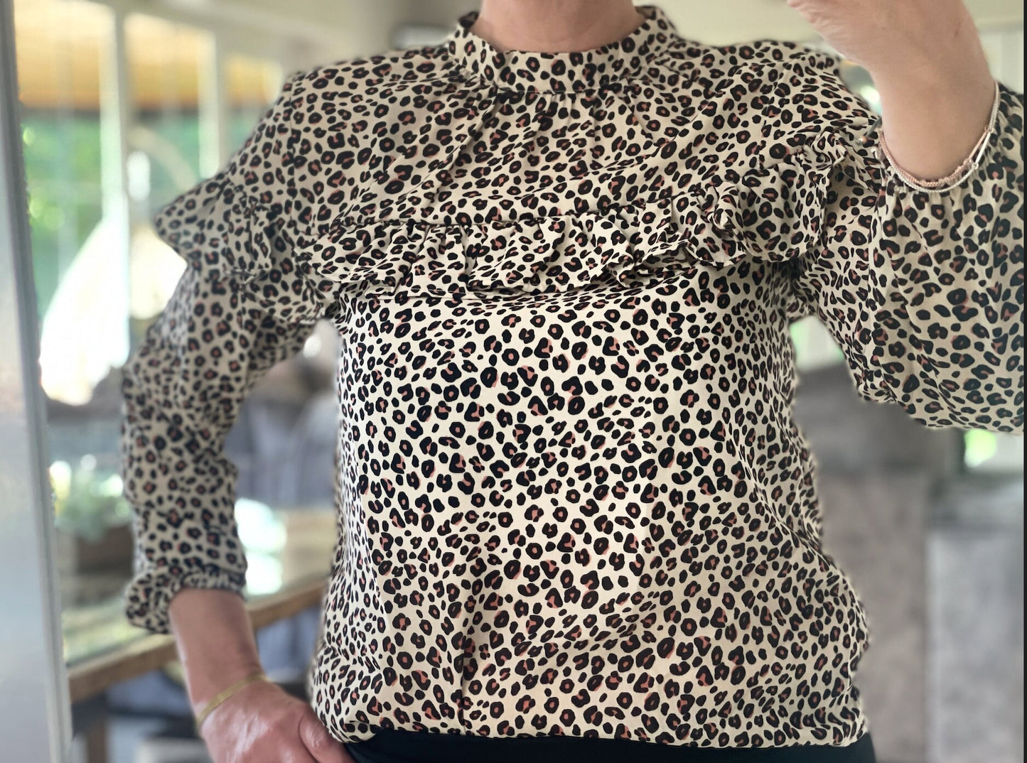 Leopard Print Frilly Blouse