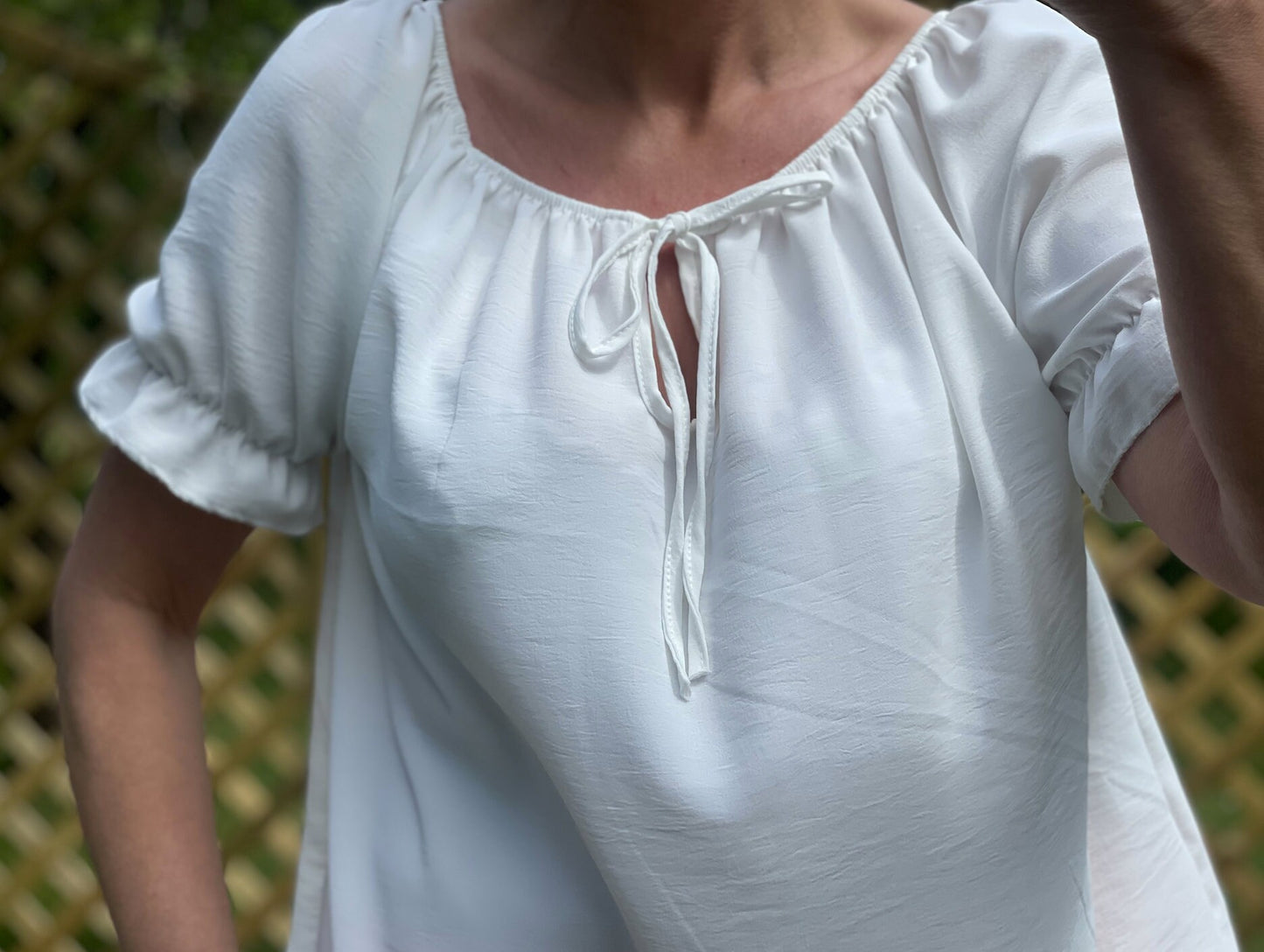Made in Italy White Elasticated Blouse Top