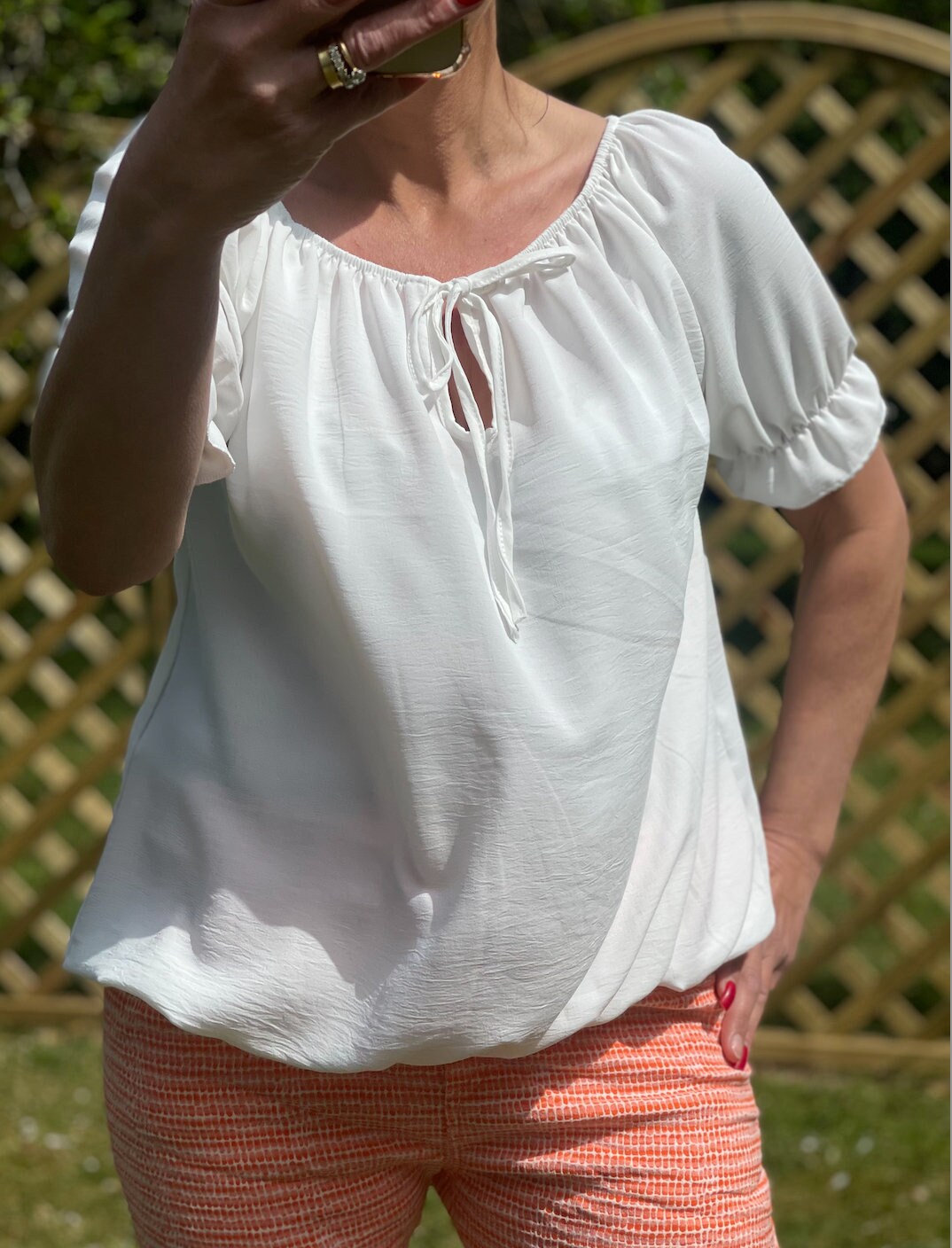 Made in Italy White Elasticated Blouse Top