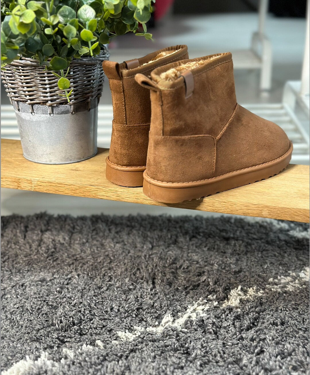Women's Camel Mini Ankle Winter Boots, Winter Boots, Boots for Women, UGG Inspiration, Gifts for Her,  Faux Fur,Faux Suede