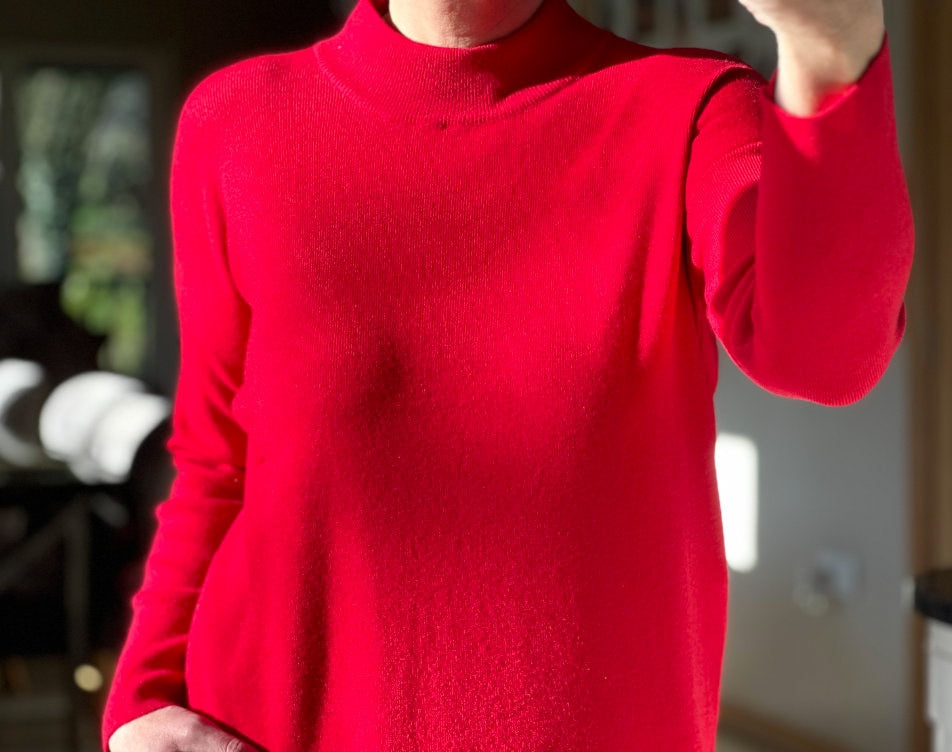 Made in Italy Knitted Red High Neck Jumper, Pullover, Dress Jumper