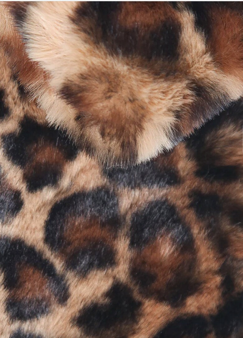 Natural Leopard Tuck Through Faux Fur, Scarf, Faux Fur Collar