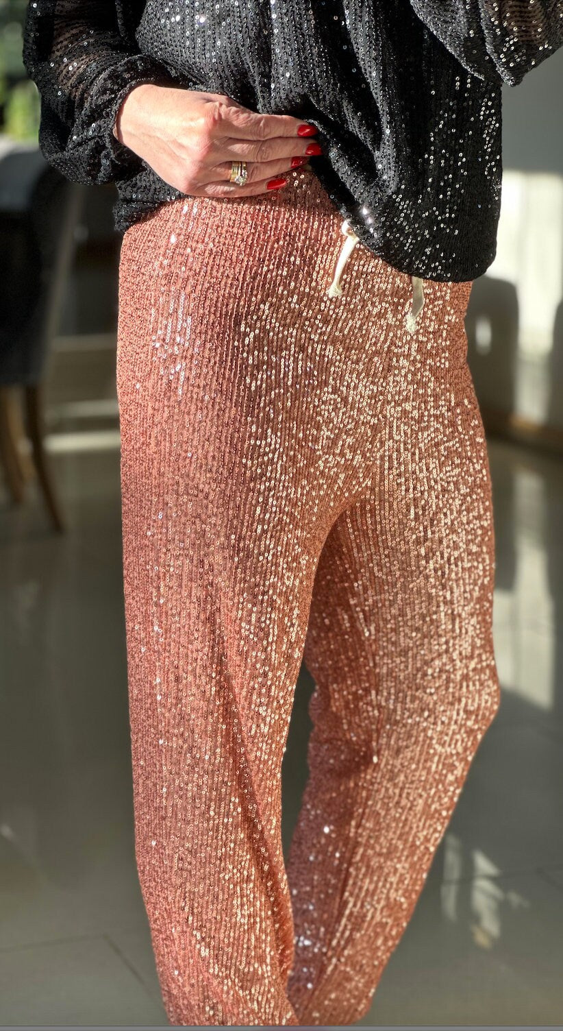 Made in Italy Sparkly Sequin Joggers, Trouser, Pants