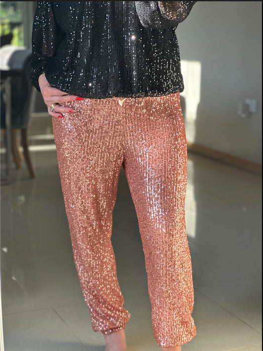 Made in Italy Sparkly Sequin Joggers, Trouser, Pants