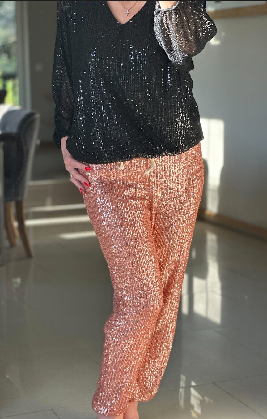 Made in Italy Sparkly Sequin Joggers, Trouser, Pants