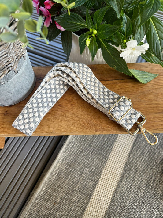 Polka Dot Grey Handbag Strap Detachable Strap Crossbody Long Strap Clip on Bag Strap