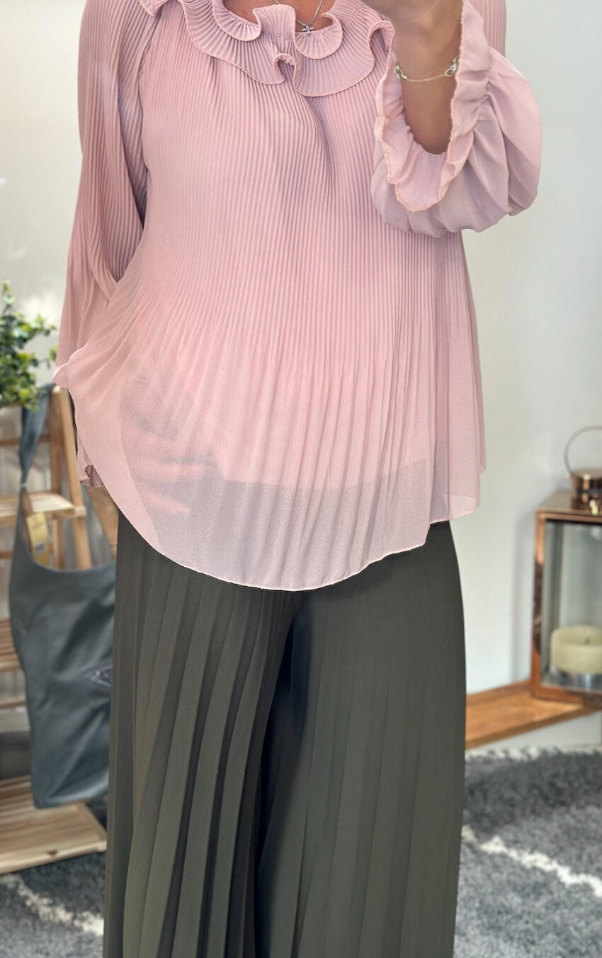 Made in Italy Dusky Pink Frill Blouse, Top, Shirt